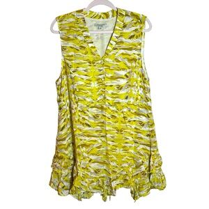 AllSaints Dress Oniyuri Yellow Silk Mini Dress, US 10